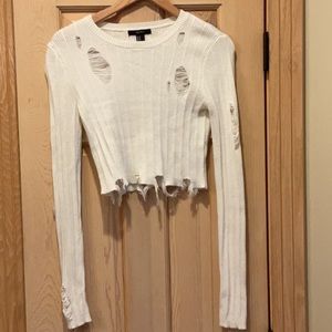 FOREVER 21 - distressed cropped sweater